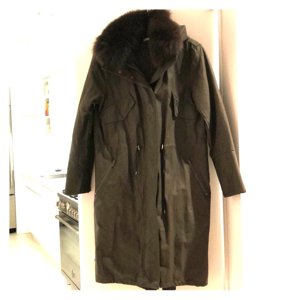 Real fur trim hooded anorak.  Alice and Olivia